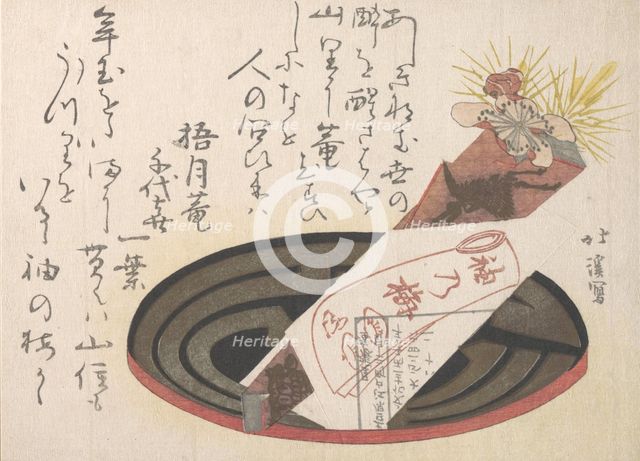 Tray with Noshi Paper (Noshi Indicates a Present), 1816. Creator: Totoya Hokkei.