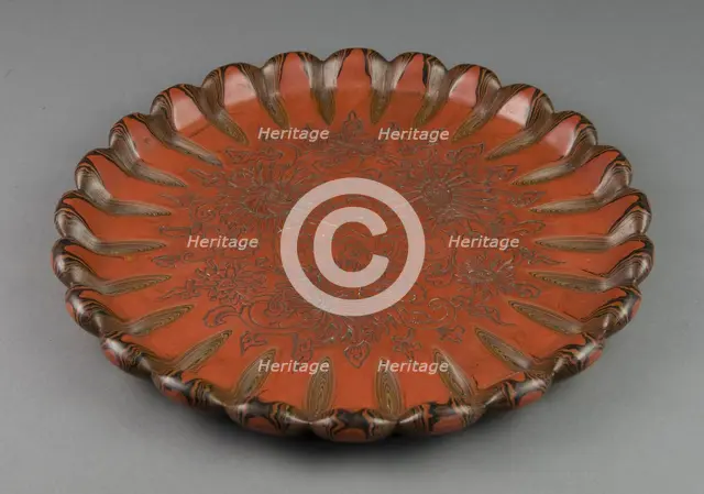 Tray with Chrysanthemum Design, 19th century. Creator: Unknown.