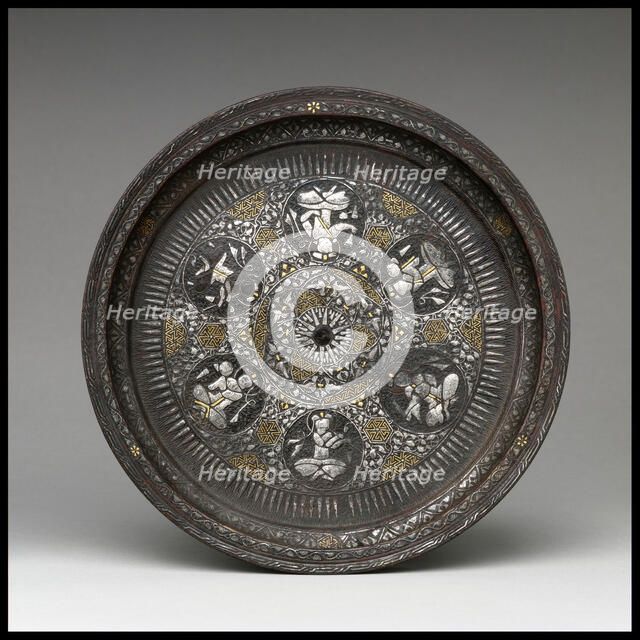 Tray with Sun Symbol, Egypt or Syria, 14th century. Creator: Unknown.