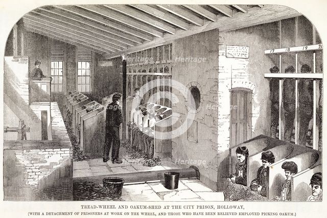 'Tread-Wheel and Oakum-Shed at the City Prison, Holloway', London, 1862. Creator: Unknown.