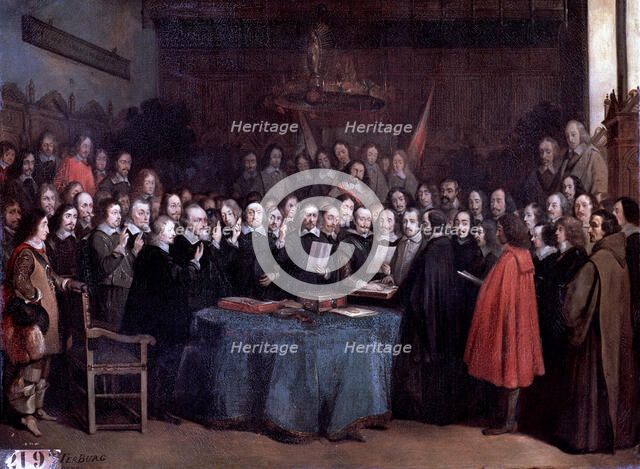 Treaty of Münster (1648), Preliminary of the Peace of Westphalia, which ended the Thirty Years War.