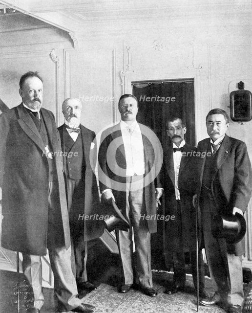 Treaty of Portsmouth peacemakers on board the Mayflower, 1905. Artist: Unknown