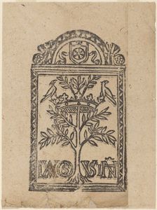 Tree with Crown and Two Birds, 16th century. Creator: Unknown