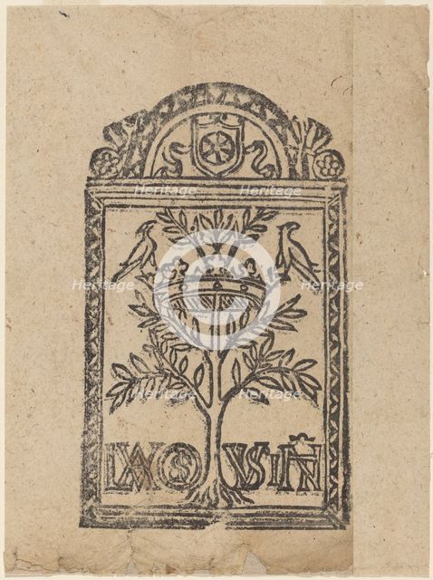 Tree with Crown and Two Birds, 16th century. Creator: Unknown.