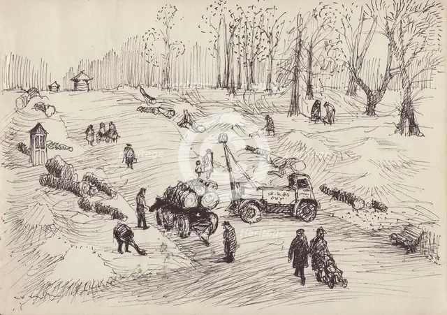 Tree-felling, c1950. Creator: Shirley Markham.