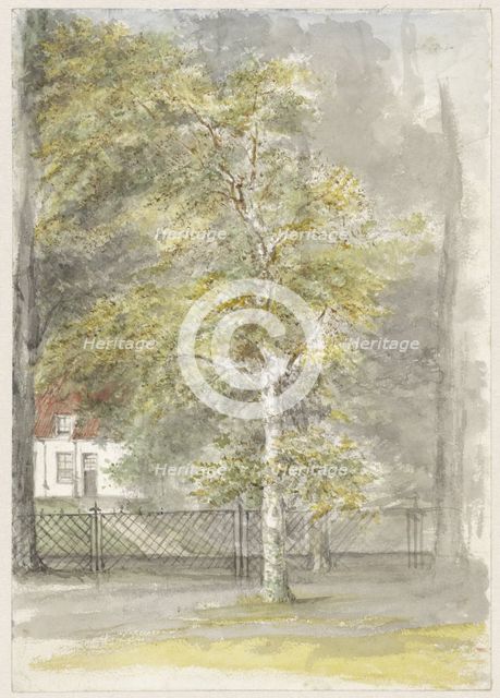 Tree in front of the fence of a country house, 1834-1911. Creator: Jozef Israels.