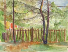 Trees and a fence. Creator: Maria Wiik