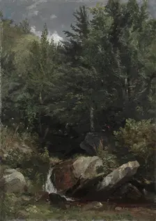 Trees and a Stream on a Hillside, 1853. Creator: Jasper F. Cropsey (American, 1823-1900)