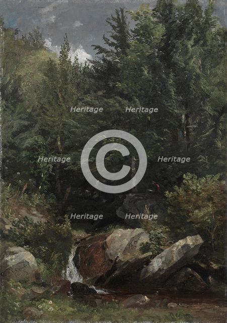 Trees and a Stream on a Hillside, 1853. Creator: Jasper F. Cropsey (American, 1823-1900).