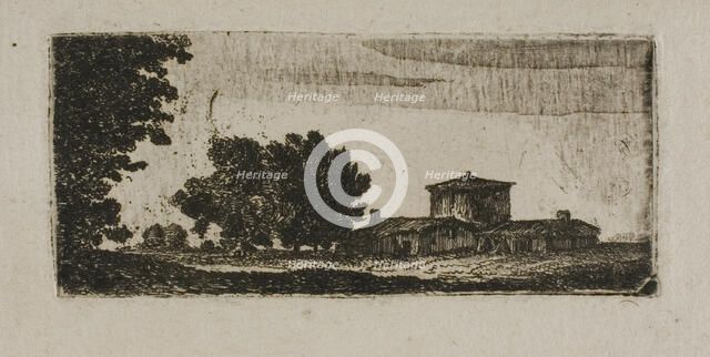 Trees and Buildings with Low Tower, n.d. Creator: John Clerk.