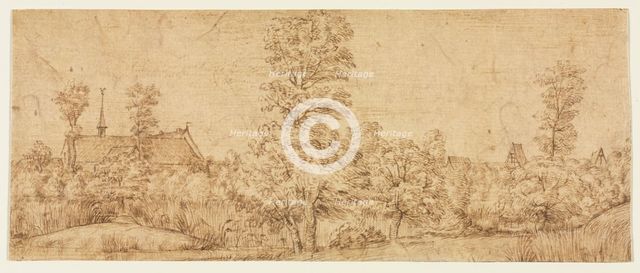 Trees before a Village, third quarter 17th century. Creator: Jan Lievens (Dutch, 1607-1674), attributed to.