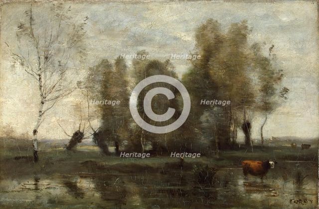 Trees in a Swamp, 1857. Creator: Jean-Baptiste-Camille Corot.