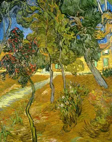 Trees in the garden of the asylum, 1889. Creator: Gogh, Vincent, van (1853-1890)