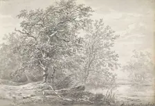 Trees on a waterfront, c.1811. Creator: Andreas Schelfhout