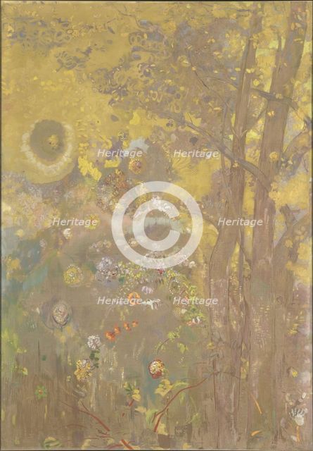 Trees on a yellow Background, 1901. Artist: Redon, Odilon (1840-1916)