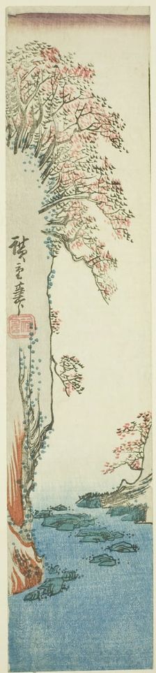 Trees on a cliff above a river, n.d. Creator: Ando Hiroshige