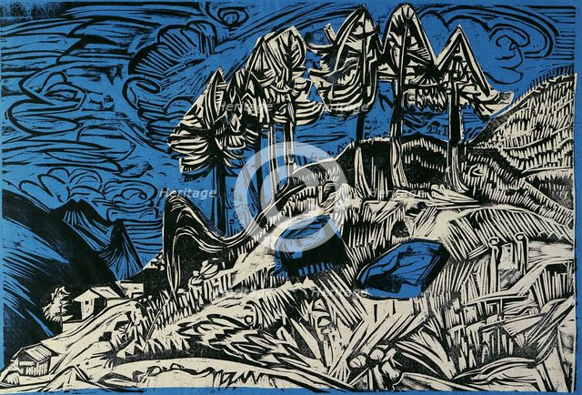 Trees on a Mountain Slope. Artist: Kirchner, Ernst Ludwig (1880-1938)