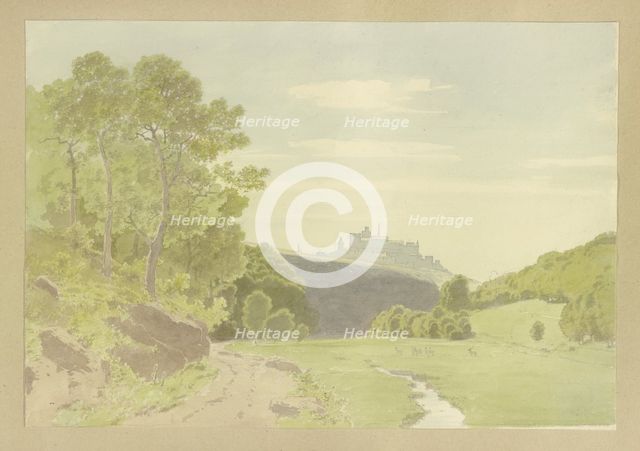 Trees on a slope, Braunfels Castle in the background, 1865. Creator: Carl Theodor Reiffenstein.