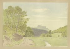 Trees on a slope, Braunfels Castle in the background, 1865. Creator: Carl Theodor Reiffenstein