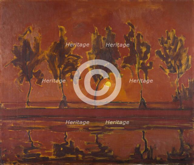 Trees on the Gein with moon rising, 1907. Creator: Mondrian, Piet (1872-1944).