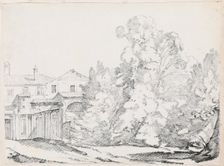 Trees Screening a House Built on Ancient Ruins, 1744/1750. Creator: Joseph-Marie Vien the Elder