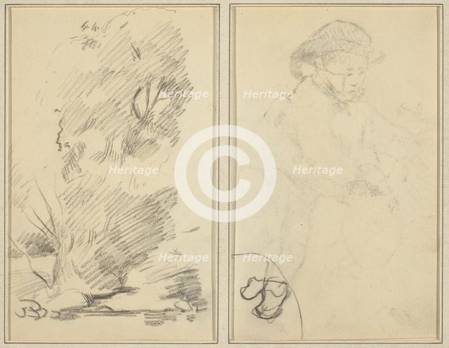 Trees; Sketch of Breton Boy [verso], 1884-1888. Creator: Paul Gauguin.