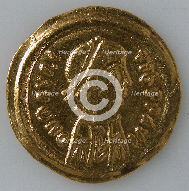 Tremissis of Justin Il, Byzantine, 565-578. Creator: Unknown.