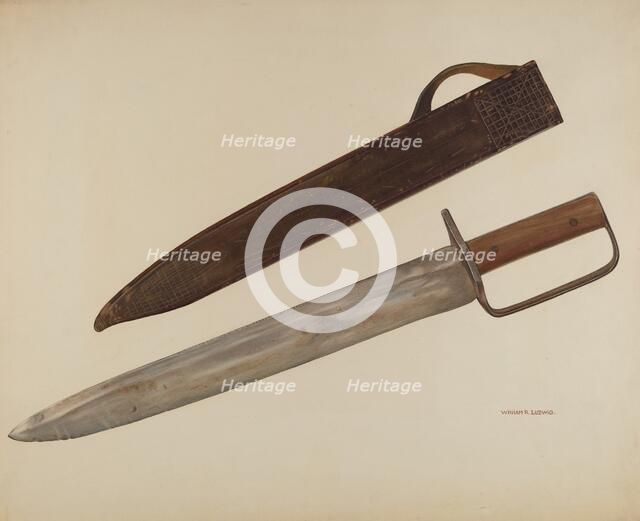 Trench Knife and Sheath, c. 1941. Creator: William Ludwig.