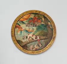 Trencher with a Scene from Aesop's Fables, England, c. 1600. Creator: Unknown