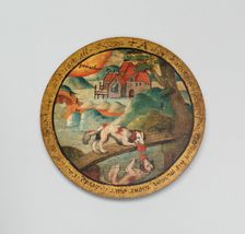 Trencher with a Scene from Aesop's Fables, England, c. 1600. Creator: Unknown