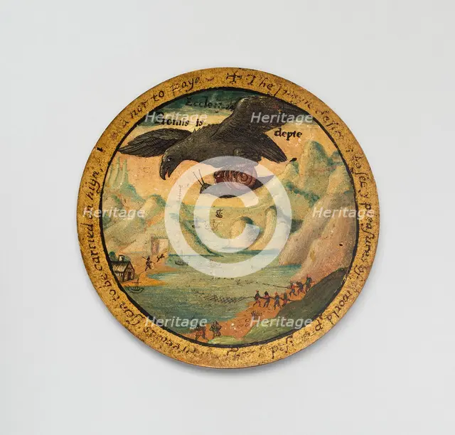Trencher with a Scene from Aesop's Fables, England, c. 1600. Creator: Unknown.