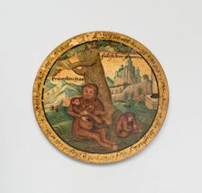 Trencher with a Scene from Aesop's Fables, England, c. 1600. Creator: Unknown