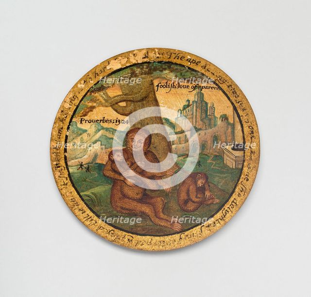 Trencher with a Scene from Aesop's Fables, England, c. 1600. Creator: Unknown.