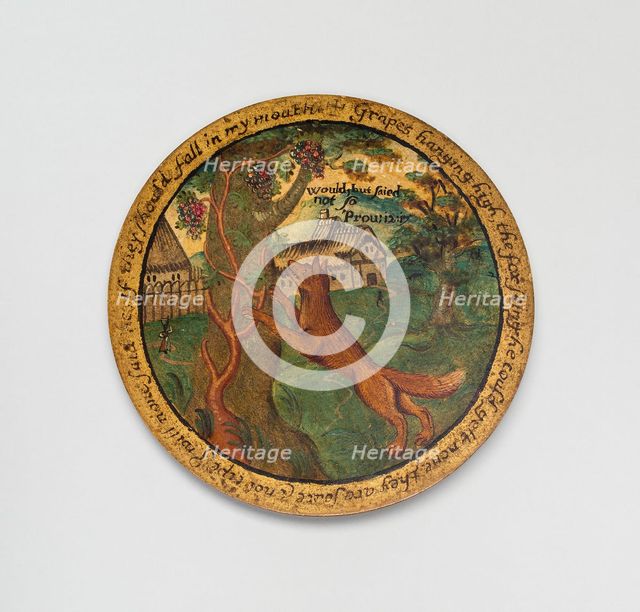 Trencher with a Scene from Aesop's Fables, England, c. 1600. Creator: Unknown.