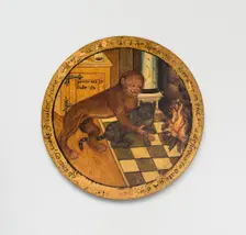 Trencher with a Scene from Aesop's Fables, England, c. 1600. Creator: Unknown