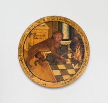 Trencher with a Scene from Aesop's Fables, England, c. 1600. Creator: Unknown