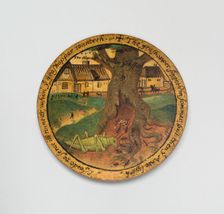 Trencher with a Scene from Aesop's Fables, England, c. 1600. Creator: Unknown