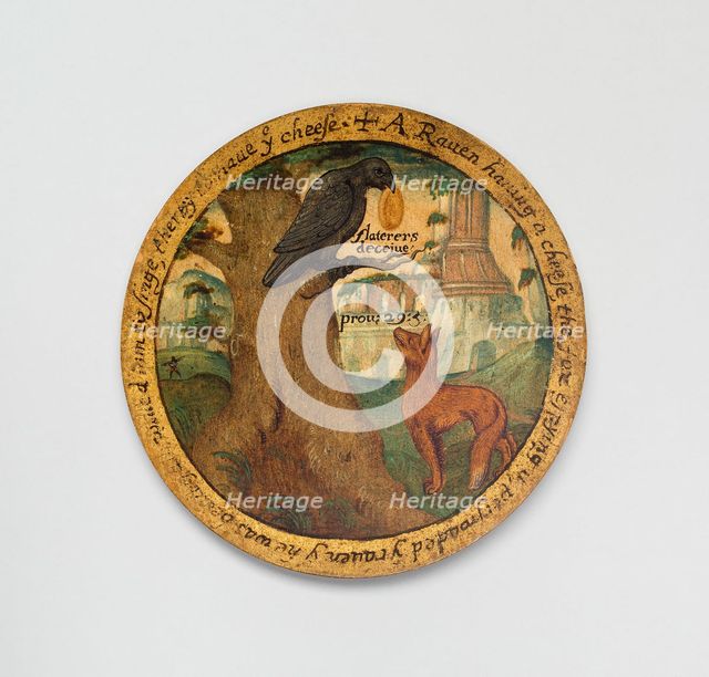 Trencher with a Scene from Aesop's Fables, England, c. 1600. Creator: Unknown.