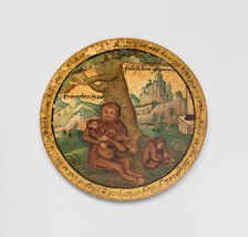 Trencher with a Scene from Aesop's Fables, England, c. 1600. Creator: Unknown