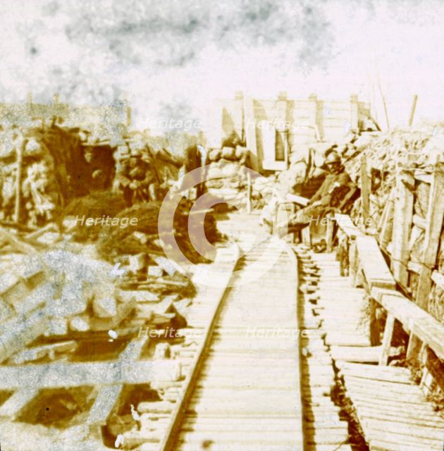 Trenches and railway line, Yser south, Diksmuide, Belgium, c1914-c1918. Artist: Unknown.