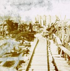 Trenches and railway line, Yser south, Diksmuide, Belgium, c1914-c1918