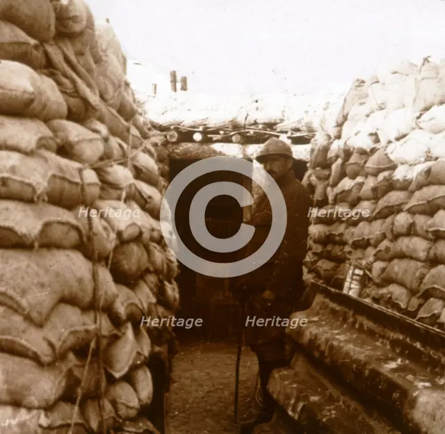 Trenches in Champagne, northern France, c1914-c1918. Artist: Unknown.