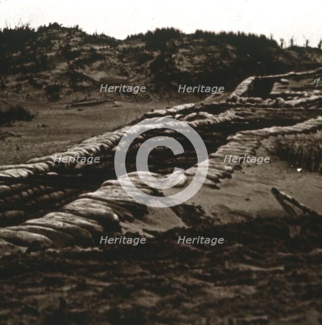 Trenches in the shelter of the dunes, Nieuwpoort, Flanders, Belgium, c1914-c1918. Artist: Unknown.