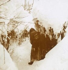 Trenches in the snow, Alsace, eastern France, c1914-c1918