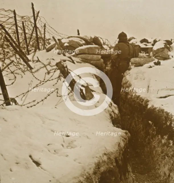 Trenches in the snow, Alsace, eastern France, c1914-c1918. Artist: Unknown.