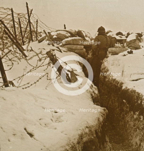 Trenches in the snow, Alsace, eastern France, c1914-c1918. Artist: Unknown.