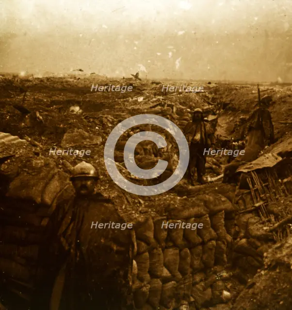 Trenches on the front line, Moulin de Souain, northern France, c1915. Artist: Unknown.