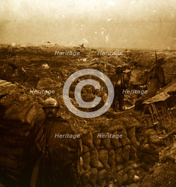 Trenches on the front line, Moulin de Souain, northern France, c1915. Artist: Unknown.