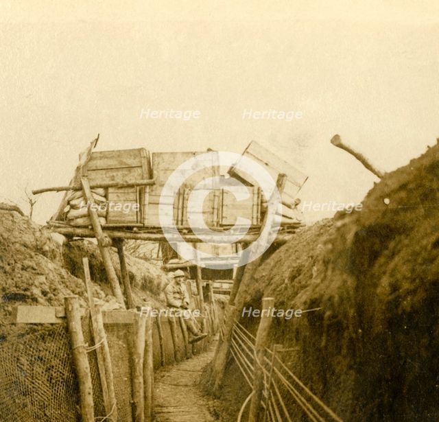 Trenches near Les Éparges, northern France, c1914-c1918.  Artist: Unknown.