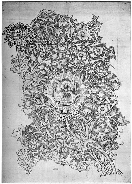 'Trent' pattern printed linen, 1892 (1934).Artist: William Morris